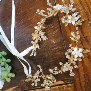 Gold/crystal floral headband